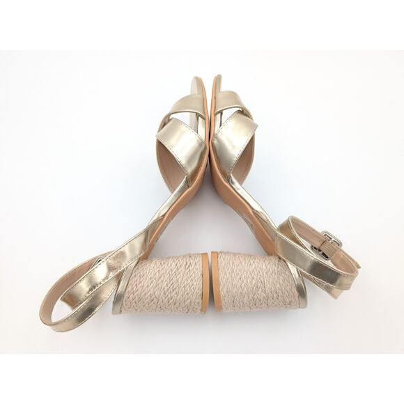 Berness Ebba Metallic Leather Block Heel Sandals Women's Gold Size US9 EU40 - Picture 5 of 11